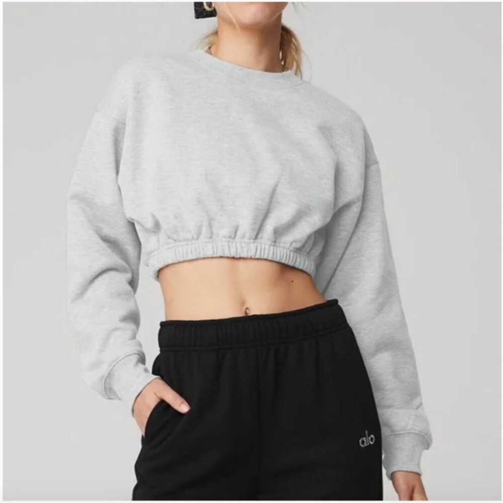 Alo Devotion Crew Neck Pullover Athletic Heather Grey Size Small